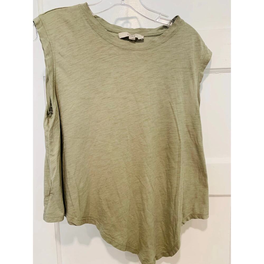 LOFT Olive Green Textured Sleeveless Muscle Tank Top Women's Large